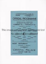 ALDERSHOT V PORTSMOUTH 1947 Single sheet programme for the London Combination match at Aldershot