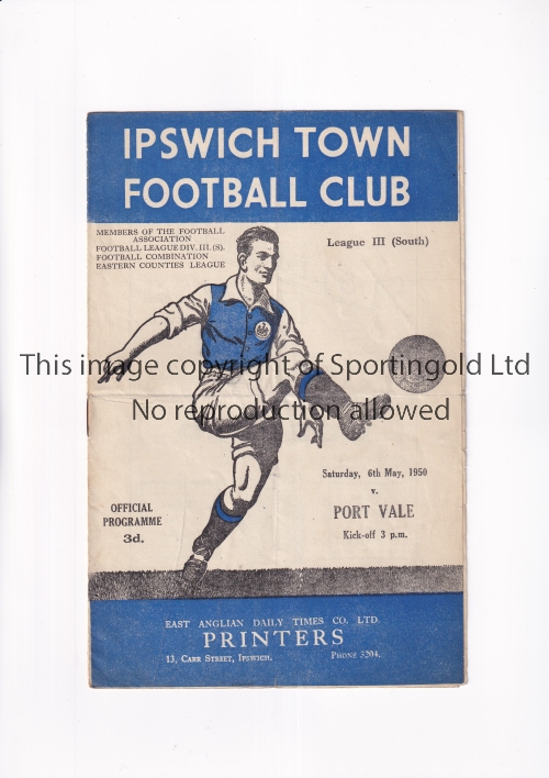 IPSWICH TOWN V PORT VALE 1950 Programme for the League match at Ipswich 6/5/1950, slightly folded in - Image 4 of 4