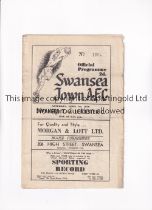 SWANSEA TOWN V LEICESTER CITY 1950 Programme for the League match at Swansea 1/4/1950, horizontal