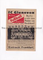 HERTHA BSC V GLENAVON 1960 FRIENDLY Programme for the match in Berlin v Hertha BSC 16/11/1960, pin