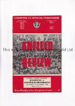 LIVERPOOL V SHEFFIELD WEDNESDAY 1969 POSTPONED Programme for the League match at Liverpool scheduled