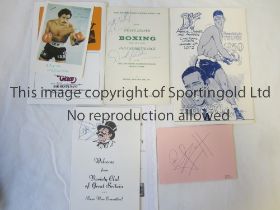 BOXING / AUTOGRAPHS Various boxing signatures on paper, boxing programmes and fight day menus,