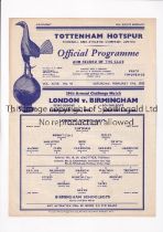 NEUTRAL AT TOTTENHAM HOTSPUR Single sheet programme for London Schoolboys v Birmingham Schoolboys