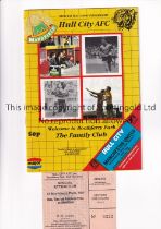 MANCHESTER UNITED Programme and ticket for the away Littlewoods Cup 2nd round v Hull City 7/10/1987.