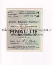 1954 FA CUP FINAL Ticket for West Bromwich Albion v Preston North End at Wembley 1/5/1954. Good