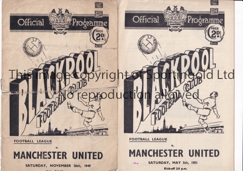 MANCHESTER UNITED Programme for the away League match v Blackpool 5/5/51, very slightly creased.