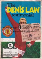 DENIS LAW Programme and ticket for the Denis Law Testimonial, Manchester United v Ajax 3/10/1973