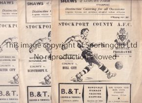 STOCKPORT COUNTY Ten home programmes for the League matches v Hull City 20/10/1956, Scunthorpe