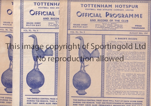 TOTTENHAM HOTSPUR Twenty nine home programmes for season 1947/48, 21 X League, 2 X FA Cup v WBA
