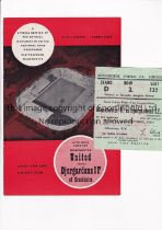 MANCHESTER UNITED Programme and ticket for the home Inter Cities Fairs Cup tie v Djurgardens I.F. of