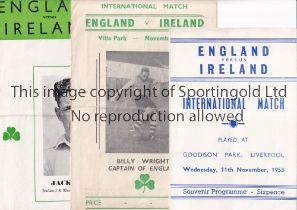 ENGLAND V NORTHERN IRELAND Three pirate programmes for England home matches 16/11/1949 at Manchester