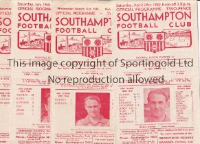 SOUTHAMPTON Four programmes for home League matches in season 1949/50 v Leicester 29/4/1950,