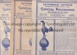 TOTTENHAM HOTSPUR Seventeen home programmes for the League matches for the seasons 4 X 1946/47, 7
