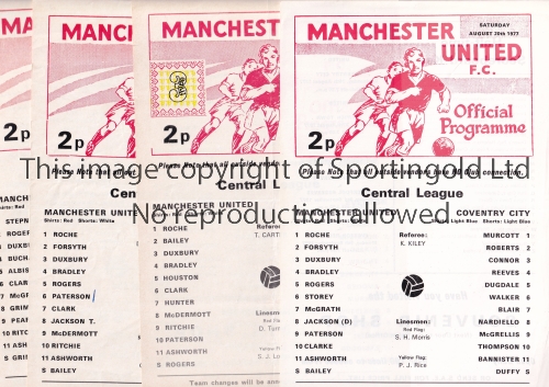 MANCHESTER UNITED Twelve home single sheet programmes for the Central League matches, including 4 - Image 2 of 4