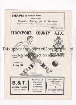 STOCKPORT COUNTY V ARMY XI 1958 Programme for the Friendly at Stockport 28/4/1958, very slight