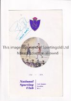BOXING 1969 / AUTOGRAPHS Programme for the National Sporting Club Boxing Tournament 10/11/1969