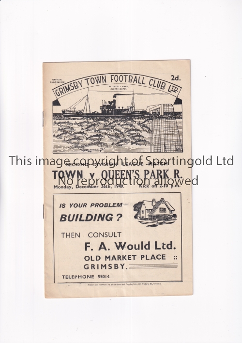 GRIMSBY TOWN V QPR 1949 Programme for the League match at Grimsby 26/12/1949, very slight vertical - Image 2 of 4