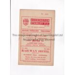 ACCRINGTON STANLEY V DUMBARTON 1958 Programme for the Friendly match at Accrington 3/11/1958,