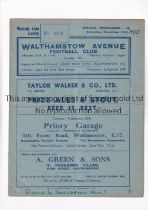 WALTHAMSTOW AVENUE V NORTHAMPTON TOWN 1935 FA CUP Programme for the tie at Walthamstow 28/11/1935,