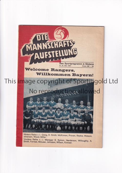 1967 ECWC FINAL Die Mannschafts-Auftellung programme for Bayern Munich v Rangers 31/5/1967 in - Image 2 of 4