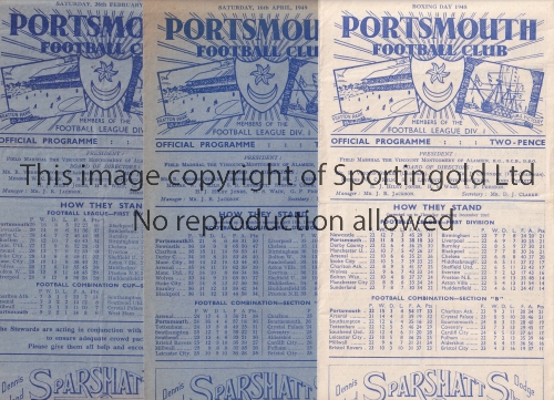 PORTSMOUTH Three home programmes for the League matches v Chelsea 27/12/1948, Derby County 26/2/ - Image 3 of 4
