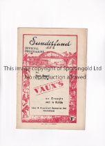 SUNDERLAND V ASTON VILLA 1950 Programme for the League match at Sunderland 1/4/1950, very slight