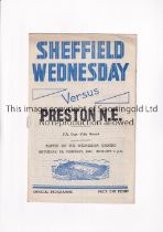 SHEFFIELD WEDNESDAY V PRESTON NORTH END 1947 FA CUP Programme for the tie at Hillsborough 8/2/