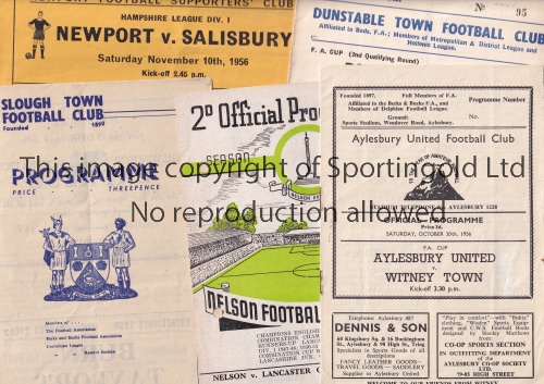 NON-LEAGUE FOOTBALL PROGRAMMES Six programmes: Aylesbury v Witney 20/10/56 FA Cup, Nelson v - Image 2 of 4