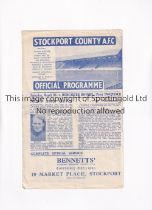 LONGEST FOOTBALL MATCH EVER IN THE U.K. / STOCKPORT COUNTY V DONCASTER ROVERS 1946 CUP Programme for