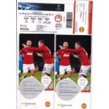 MANCHESTER UNITED Match ticket, 2 X Thomas Cook menus and Coach ticket for the away Champions League