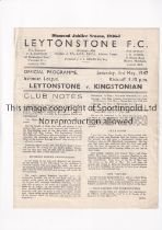 LEYTONSTONE V KINGSTONIAN 1947 Programme for the Isthmian League match at Leytonstone 3/5/1947,