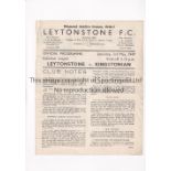 LEYTONSTONE V KINGSTONIAN 1947 Programme for the Isthmian League match at Leytonstone 3/5/1947,