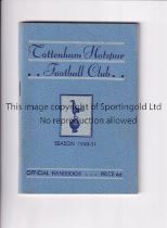 TOTTENHAM HOTSPUR Official Handbook for the season 1950/1951. Division 1 Championship season.