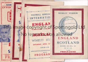 ENGLAND V SCOTLAND Five pirate programmes for matches at Wembley 12/4/1947, scores and scorers