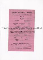 GRESLEY ROVERS (SELECTED) V R.A.F. 1945 Single sheet programme for the match 9/5/1945 at Gresley,