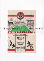 CHELSEA Programme for the away League match v Sunderland 20/2/1954. Generally good