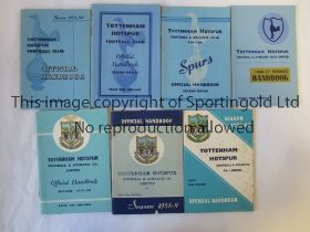 TOTTENHAM HOTSPUR Seven Official Handbooks for the seasons 1953/1954, 1954/1955, 1955/1956, 1956/