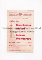 MANCHESTER UNITED Programme for the away Exhibition Friendly match v Bolton Wanderers played at