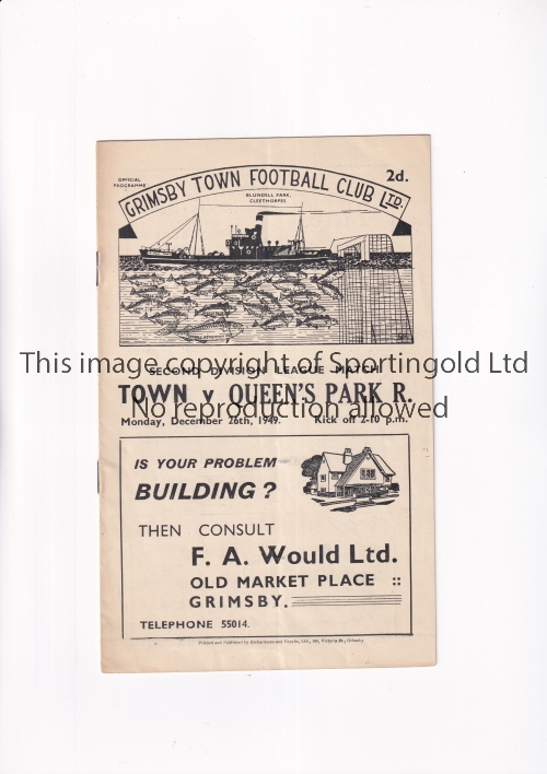 GRIMSBY TOWN V QPR 1949 Programme for the League match at Grimsby 26/12/1949, very slight vertical - Image 3 of 4