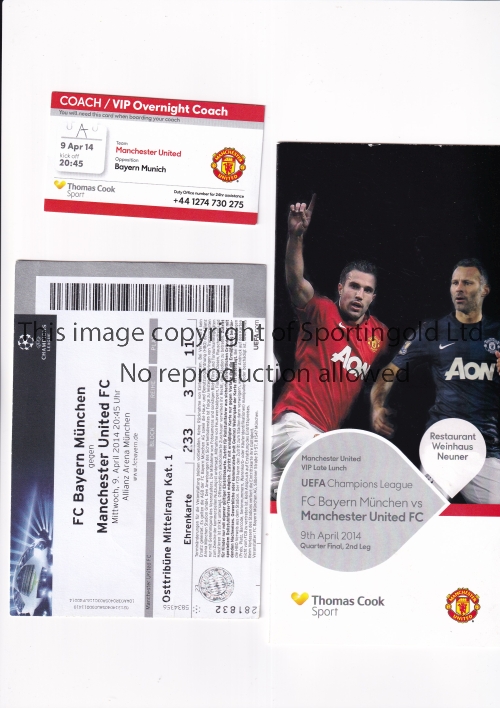 MANCHESTER UNITED Match ticket, Thomas Cook menu and VIP Overnight Coach ticket for the away - Image 2 of 4