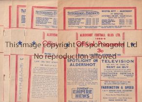 ALDERSHOT Five programmes for the home matches v Watford 2/10/1954, Torquay 23/10/1954, Brentford