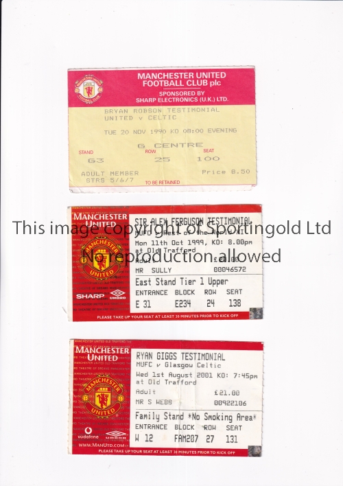 MANCHESTER UNITED Three home Testimonial tickets including the Bryan Robson Testimonial v Celtic