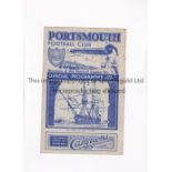 PORTSMOUTH V BRISTOL CITY 1939 Programme for the FL South match at Portsmouth 14/10/1939.