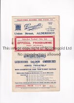 ALDERSHOT V GILLINGHAM 1935 Programme for the League match at Aldershot 16/3/1935, horizontal crease