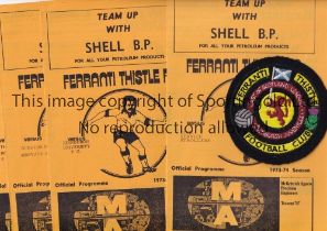 FERRANTI / MEADOWBANK Four Ferranti Thistle programmes from 73/74, last season as Ferranti