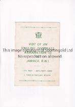 F.A. TOUR TO THE WEST INDIES 1955 Official Jamaica F.A. itinerary for 3 matches 17/5/1955 - 24/5/