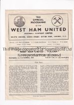 WEST HAM UNITED V FULHAM 1954 Programme for the London FA Cup Semi-Final Cup tie at West Ham 1/11/