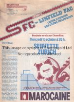 SERVETTE V LINFIELD 1985 Programme for the European Cup tie in Servette 16/10/1985, slightly