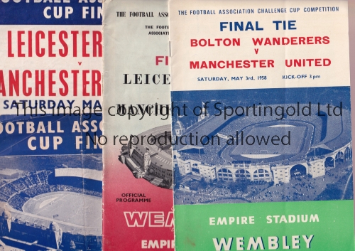 MANCHESTER UNITED Five programmes and songsheets including a programme and songsheet for the FA