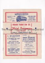 ALDERSHOT V WEYMOUTH 1949 FA CUP Programme for the tie at Aldershot 30/11/1949, including